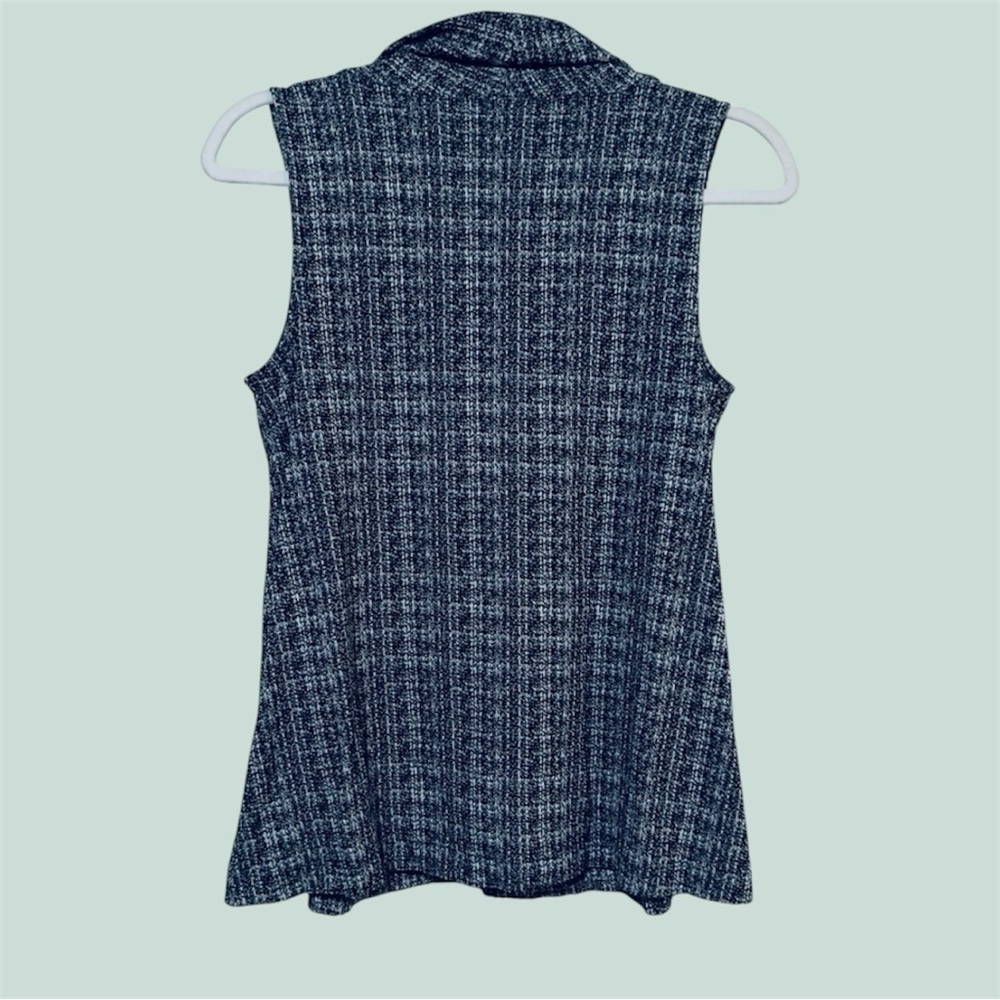 J Jill Knit - Stretch Sleeveless Black & White Cowl Neck Top Size Small - Picture 6 of 9